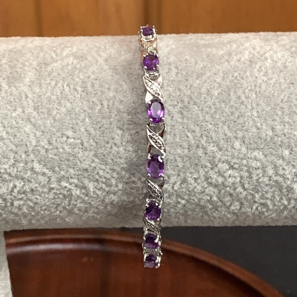NWT sterling silver amethyst and diamond accent bracelet